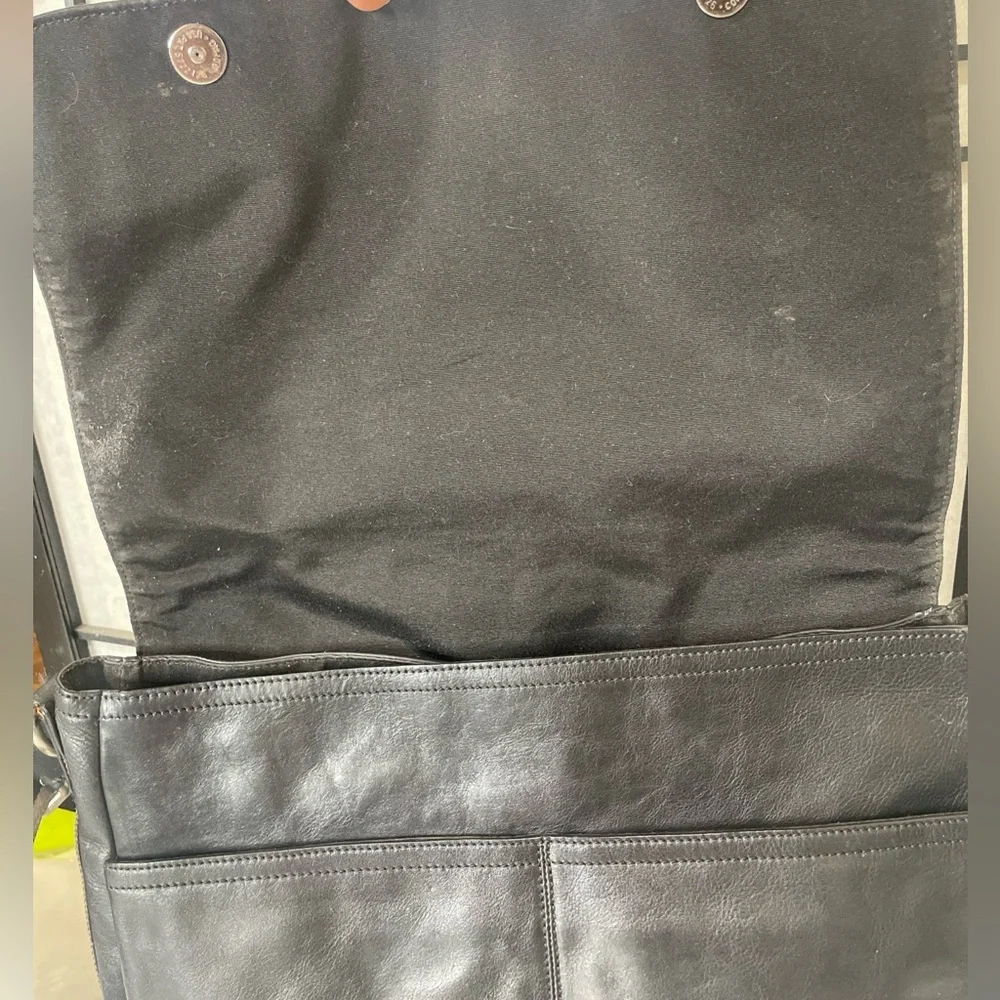 COACH Heritage Web Black Leather Messenger Bag #F70556